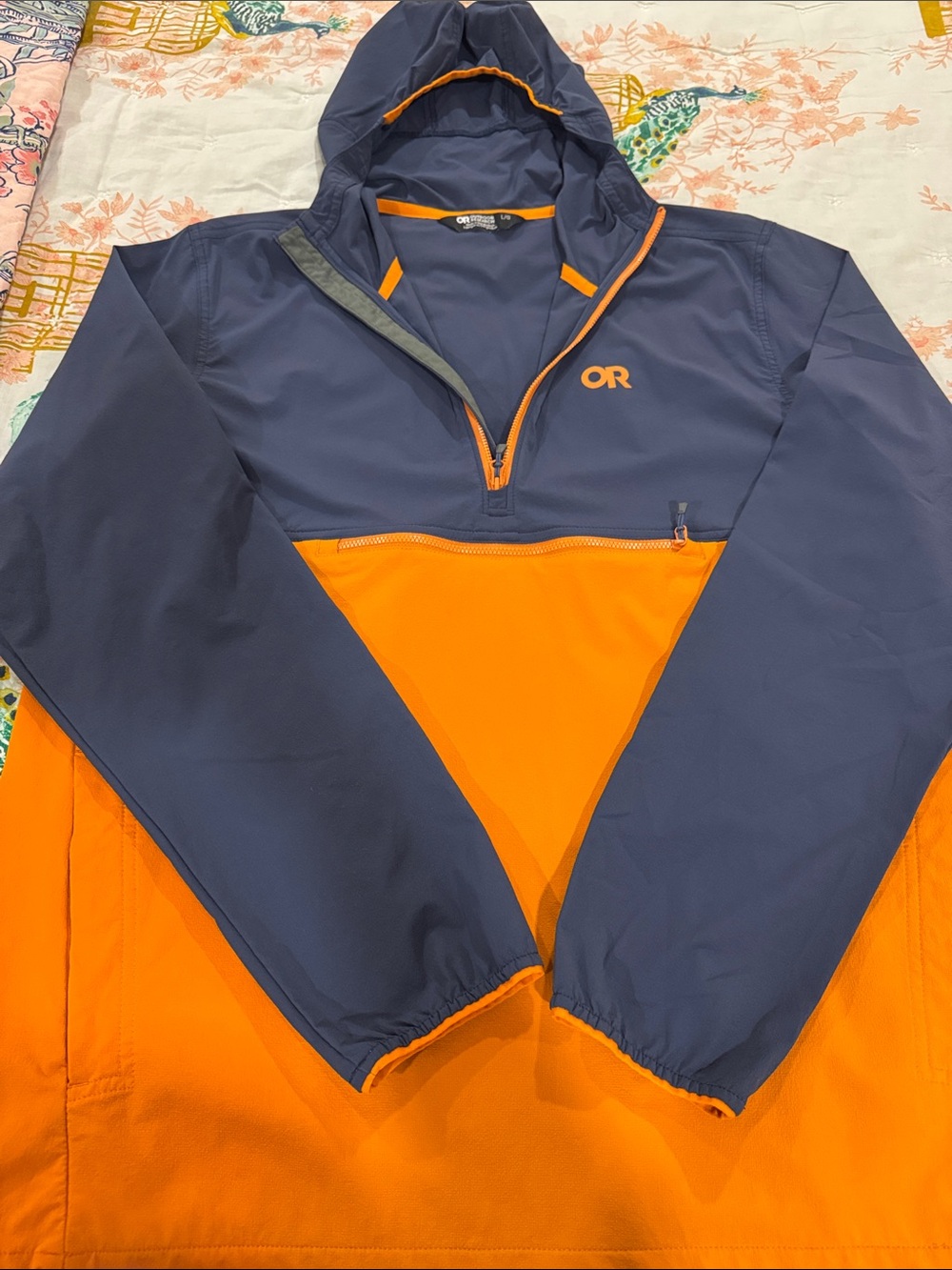 Outdoor Research Ferrosi Navy and Orange Half-Zip Anorak Pullover Large